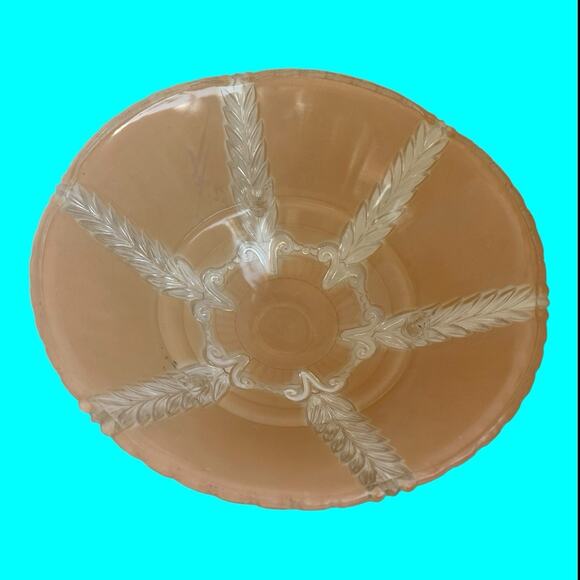 Vintage Pink Peach Ceiling Light Fixture Cover Frosted Ruffled Shade 10-1/4” - Picture 5 of 8